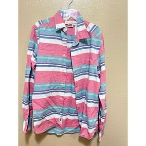 L.O.G.G. Mens Striped‎ Button Down Shirt Long Sleeve Pink Blue White Casual